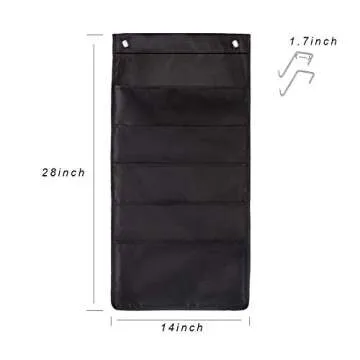 JiatuA 5 Pocket Hanging Chart Storage Organizer with Hooks - Perfect for Home, School, and Office