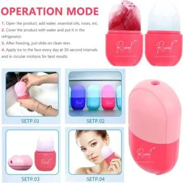 Rcool Ice Face Roller & Gua Sha,Face Massager,Facial Beauty Ice Roller Skin Care Tools,Skin Care Products-for Face&Eyes,Remove Fine Lines,Shrink Pores,Reduce Acne and Lubricate The Skin. (Pink)