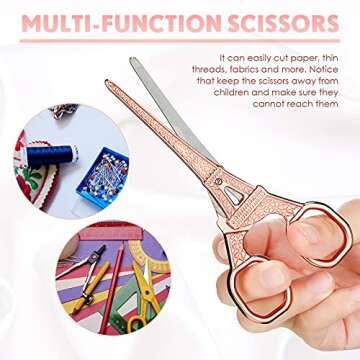 3 Pcs Office Letter Opener Envelope Slitter and Scissors Steel Hand Envelope Slitter Lightweight Open Letter Knife Tower Embroidery Scissors for Office School Supplies (Rose Gold)