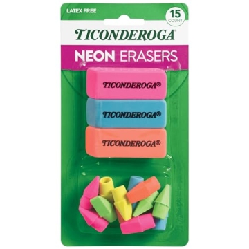Dixon Ticonderoga Eraser Set - Bright Multi-Colored Combo