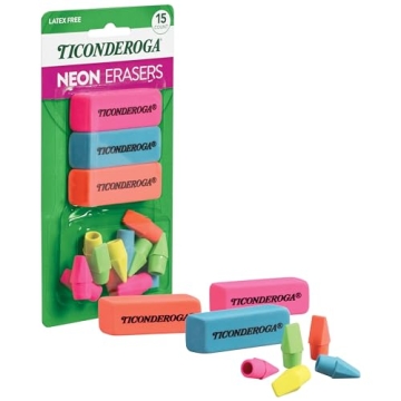 Dixon Ticonderoga Eraser Set - Bright Multi-Colored Combo