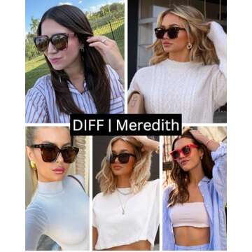 DIFF Meredith Designer Oversized Square Sunglasses for Women UV400 Polarized, Espresso Tortoise + Brown