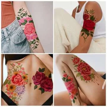 Yazhiji 49 Sheets Waterproof Flower Temporary Tattoos