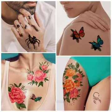 Yazhiji 49 Sheets Waterproof Flower Temporary Tattoos