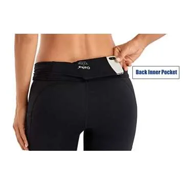 Oalka Women's Yoga Short Side Pockets High Waist Workout Running Shorts Black L