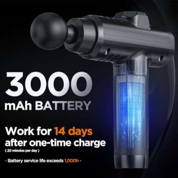 Massage Gun, Portable Deep Tissue Massage Gun for Pain Relief Super Quiet Neck Back Body, 10 Different Heads for Different Muscle Groups, 30 Speed with LCD Touch Screen