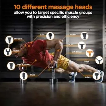 Massage Gun, Portable Deep Tissue Massage Gun for Pain Relief Super Quiet Neck Back Body, 10 Different Heads for Different Muscle Groups, 30 Speed with LCD Touch Screen