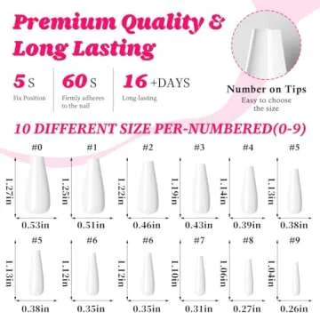 Colored Coffin Press on Nails Long Ballerina False Fake Nail Tips Full Cover Manicure Design Acrylic Nails 100pc for Women Teen Girls (White)