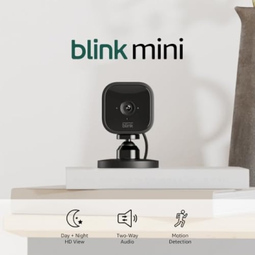 Blink Mini - Compact indoor plug-in smart security camera, 1080p HD video, night vision, motion detection, two-way audio, easy set up, Works with Alexa – 3 cameras (Black)