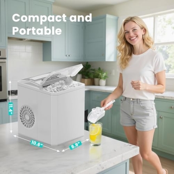 OLIXIS Portable Ice Maker with Dual Ice Sizes & Self-Cleaning