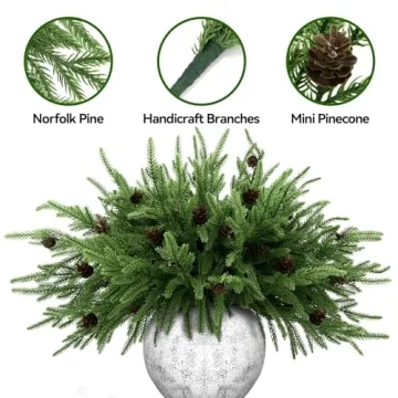 Real Touch Norfolk Pine Stems - 18" Faux Christmas Branches