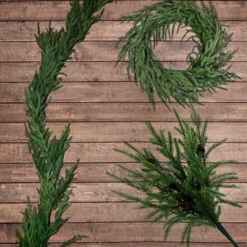 Real Touch Norfolk Pine Stems - 18" Faux Christmas Branches