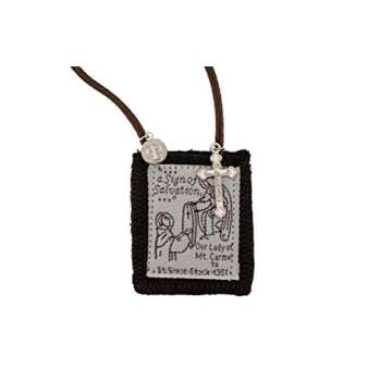 Venerare Catholic Holy Figure Saint Scapular | 100% Wool | Includes Enrollment Papers (Traditional B...