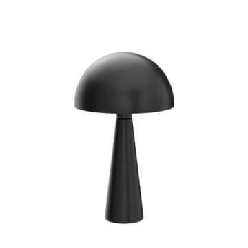 Nourison 16" Matte Black Metal Mushroom Table Lamp, Modern, Retro, Desk Light for Bedroom, Dining, Office, Entryway