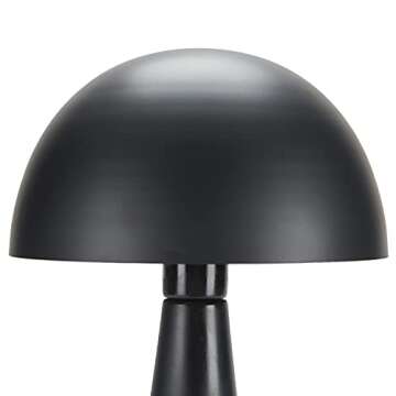 Nourison 16" Matte Black Metal Mushroom Table Lamp, Modern, Retro, Desk Light for Bedroom, Dining, Office, Entryway
