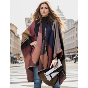 PAMEILA Women's Oversized Plaid Shawl for Travel