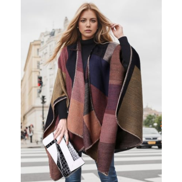 PAMEILA Women's Oversized Plaid Shawl for Travel
