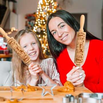 HEALLILY Christmas Gingerbread Men Rolling Pin for Festive Baking