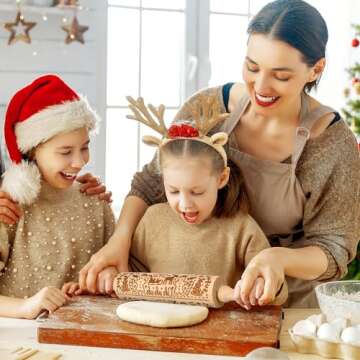 HEALLILY Christmas Gingerbread Men Rolling Pin for Festive Baking