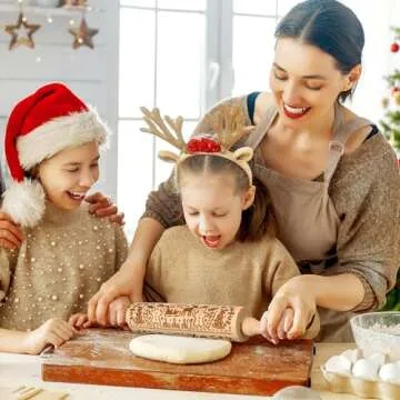HEALLILY Christmas Gingerbread Men Rolling Pin for Festive Baking