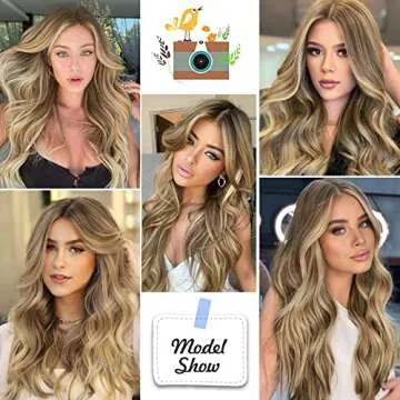 Aisaide Body Wave V Part Wigs for Black Women Highlight Brown Mixed Blonde V Shape Wig Body Wave Upgrade U Part Wigs Half Wigs for Black Women Beginner Friendly Wig Synthetic V Part Wig 24 Inch