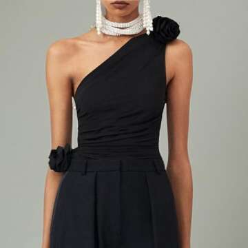 KMBANGI Floral Sexy Tank Top Women Y2k Ruffles Frill Halter Crop Tops Sleeveless Off Shoulder Backless Flower Tube Top