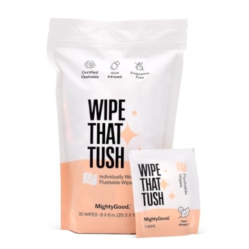 MightyGood Flushable Wet Wipes Hypoallergenic Septic Safe