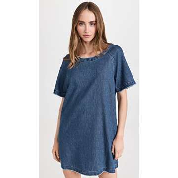 rag & bone Women's Featherweight Justine Shirt Dress, Suki, Blue, XS