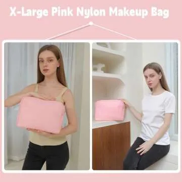 YogoRun Toiletries Travel Bag XL Large Makeup Organizer Beauty Bag Nylon Cosmetic Pouch for Women wi...