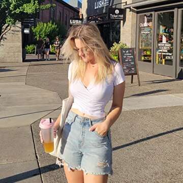 VETIOR Women's Deep V Neck Criss-Cross Crop Top - Summer Casual Chic