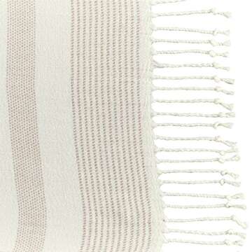 Amazon Brand – Stone & Beam Striped Throw Blanket, Soft and Easy Care, 80" x 60", Fringed, Natural