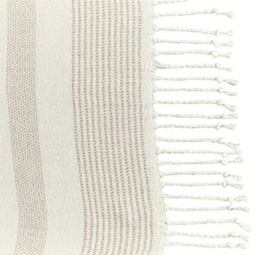 Amazon Brand – Stone & Beam Striped Throw Blanket, Soft and Easy Care, 80" x 60", Fringed, Natural