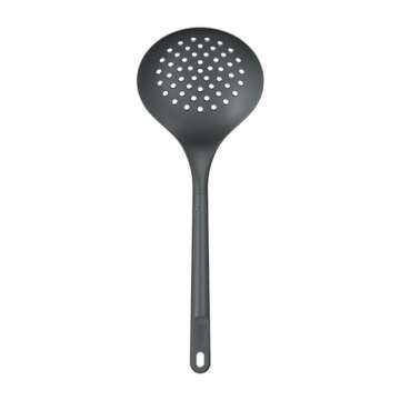 Zyliss E980232 Skimmer, Sustainable Wheatstraw/Nylon, Cooking Spoon with Holes for Skimming/Draining, Non Stick, Heat Resistant Silicone Head, Beluga Grey, 13.2" X 4.8", Dishwasher Safe