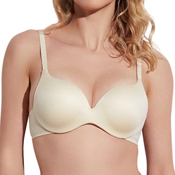 Deyllo Women’s Push Up Padded Bra Seamless T Shirt Bras Underwire Support Back Smooth