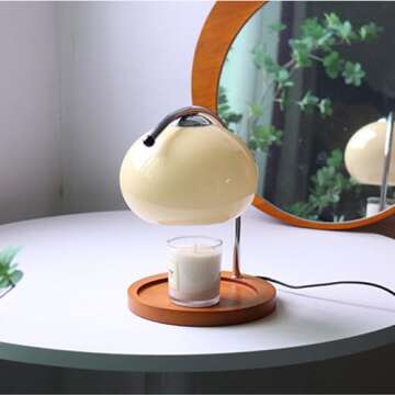 Candle Warmer Lamp, Aromatherapy Candle Warmer, Dimmable Retro Decorative Aromatherapy Candle Melter Melting Lamp for Bedroom Study Round Plate (Beige)