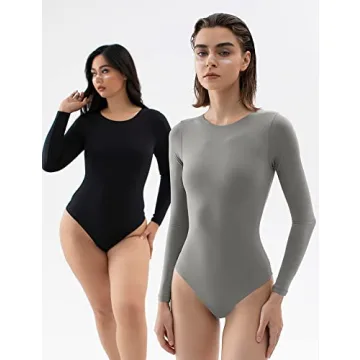 PUMIEY Comfortable Long Sleeve Bodysuit for Women