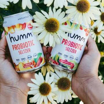 Humm Raspberry Lime Sparkling Water, Zero Sugar, Zero Calorie Seltzer, Whole30 Approved Probiotic Drink, 2 Billion Probiotics, Vitamin C, D, and B12, 12 fl oz (12 Pack)