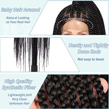 Fecihor Knotless Braided Wigs for Women - 36" Stylish Design