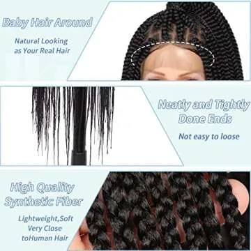 Fecihor Knotless Braided Wigs for Women - 36" Stylish Design