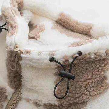 JYHBHMZG Drawstring Winter Warm Coat - Plaid Stripes Soft Windproof Outerwear, Zipper Fleece Jacket for Men and Women EN8 XS