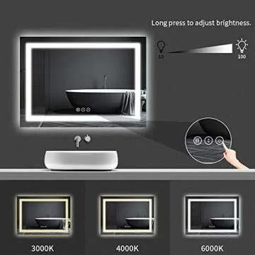 Amorho LED Bathroom Mirror 72"x 32" with Front and Backlight, Large Dimmable Wall Mirrors with Anti-Fog, Shatter-Proof, Memory, 3 Colors, Double LED Vanity Mirror