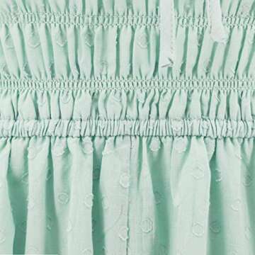 R.Vivimos Women's Summer Cotton Short Sleeve Square Neck Elastic Smocked Ruffle Floral Print Swing Mini Dress