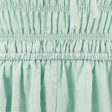 R.Vivimos Women's Summer Cotton Short Sleeve Square Neck Elastic Smocked Ruffle Floral Print Swing Mini Dress