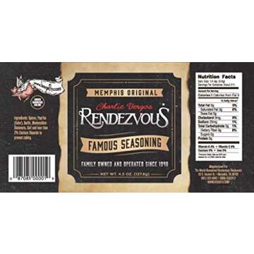 Charlie Vergos Rendezvous Famous Memphis Barbecue Dry Rub Seasoning (4.5 oz)4-Pack
