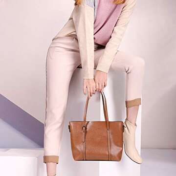 URWILL Handbags for Women, Large Tote Shoulder Handbag, Leather Work Purses and Tote Bags with Shoul...