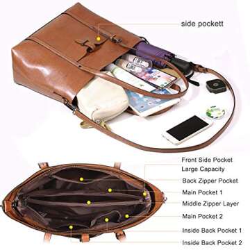 URWILL Handbags for Women, Large Tote Shoulder Handbag, Leather Work Purses and Tote Bags with Shoulder Strap, Top-Handle Satchel and Crossbody Bags