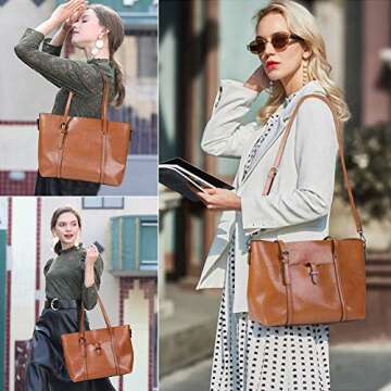 URWILL Handbags for Women, Large Tote Shoulder Handbag, Leather Work Purses and Tote Bags with Shoulder Strap, Top-Handle Satchel and Crossbody Bags