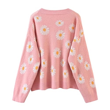 Women Y2K Floral Print Knit Cardigan Sweater