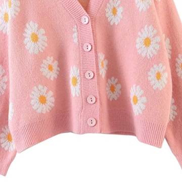 Women Y2K Floral Print Knit Cardigan Sweater