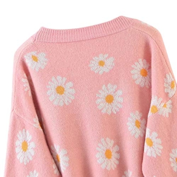 Women Y2K Floral Print Knit Cardigan Sweater